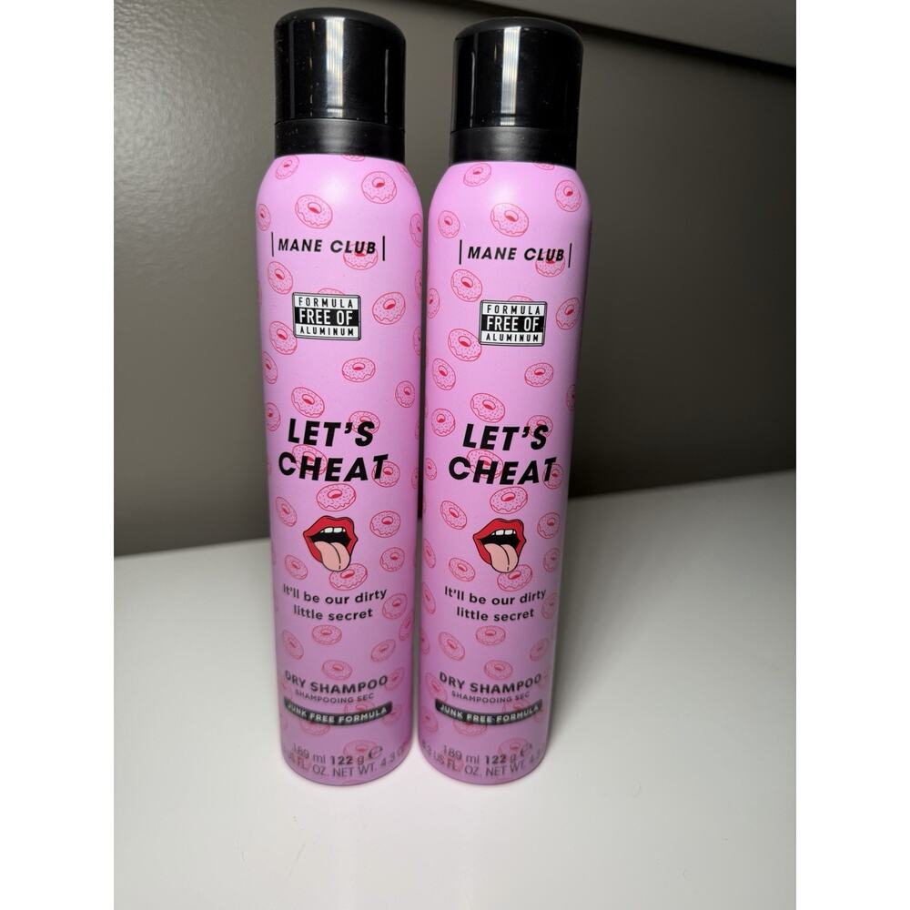 Mane Club Let's Cheat Dry Shampoo Spray 6.3 fl. oz Junk Free Formula New 2 Pack